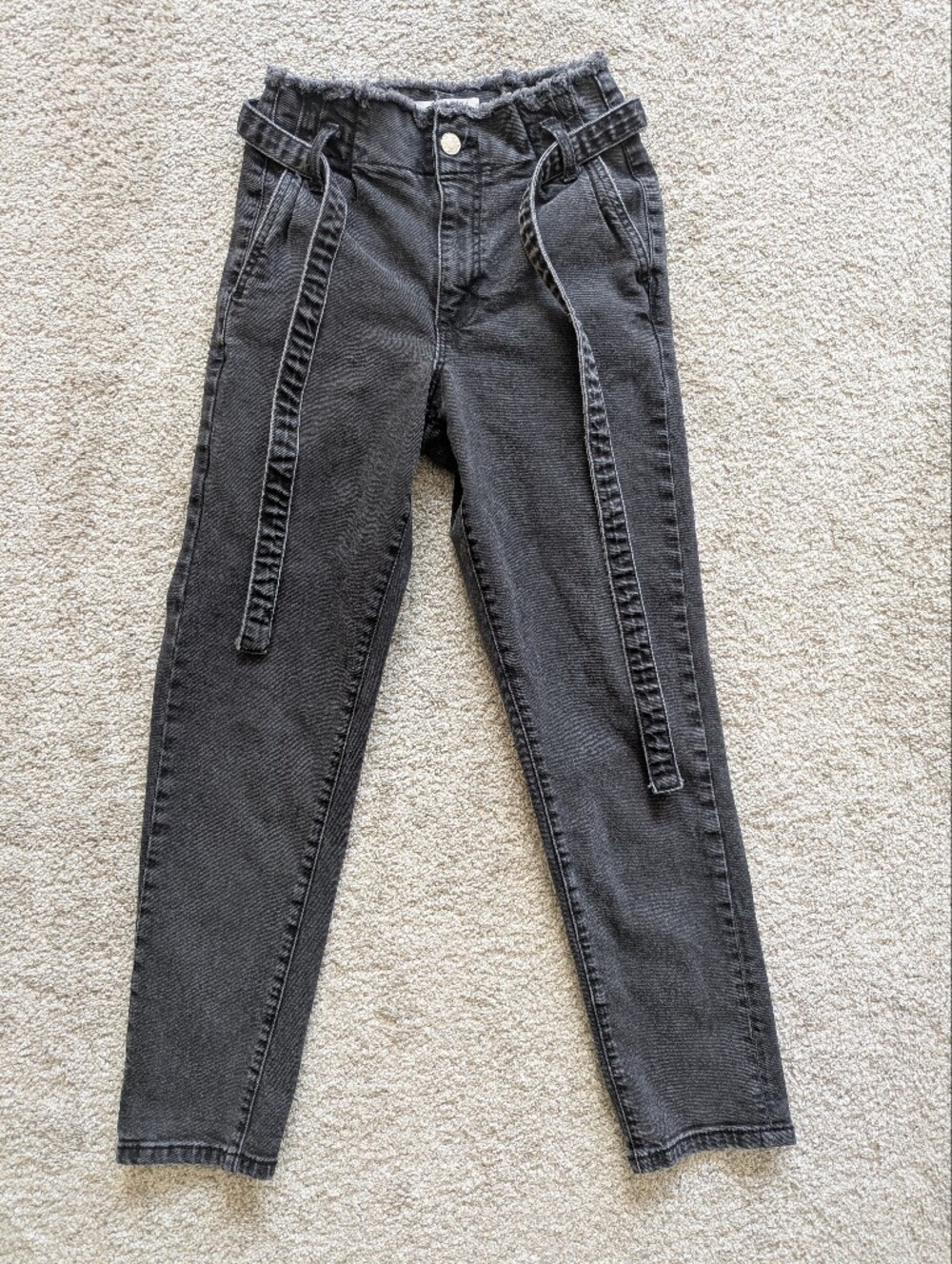 Garage Washed Black Jeans with Denim Tie Belt